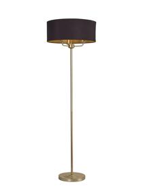 DK0999  Banyan 45cm 3 Light Floor Lamp Champagne Gold, Midnight Black